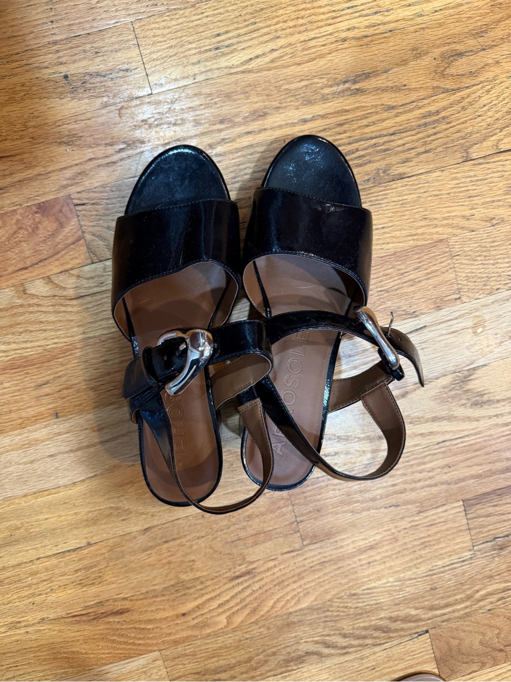 Women's Black Buckle Strap Sandals